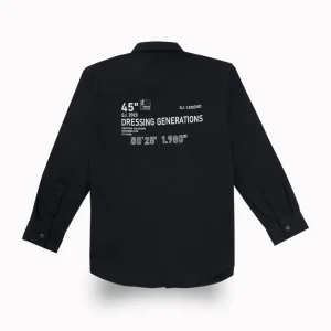 Gini And Jony Boys Black Typographic Print Cotton Shirt Full Sleeves