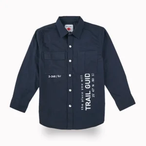 Gini And Jony Boys Navy Blue Typographic Print Cotton Shirt Full Sleeves