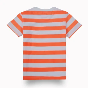 Gini And Jony Boys Orange Stripes Cotton T-Shirt Half Sleeves