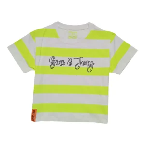 Gini And Jony Girls Yellow Stripes Cotton Knits Top Half Sleeves 3-4 Years