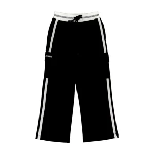 Gini And Jony Girls Black Color Block Cotton Track Pant Elasticated