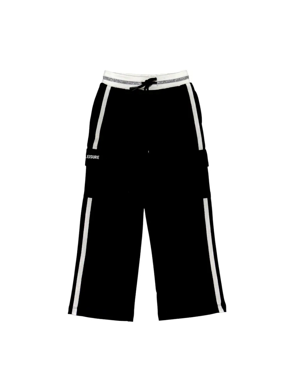 Gini And Jony Girls Black Color Block Cotton Track Pant Elasticated