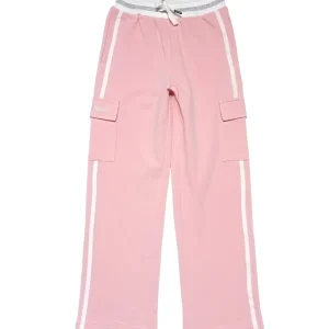 Gini And Jony Girls Pink Color Block Cotton Track Pant Elasticated