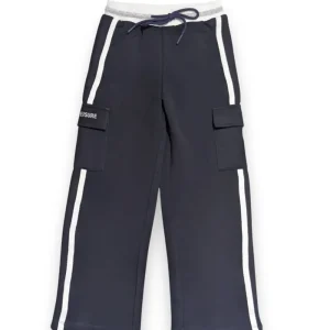 Gini And Jony Girls Navy Color Block Cotton Track Pant Elasticated