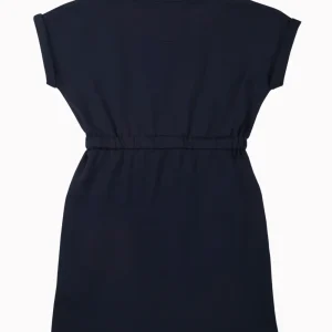 Gini And Jony Girls Navy Blue Typographic Print Cotton Dress Short Sleeves