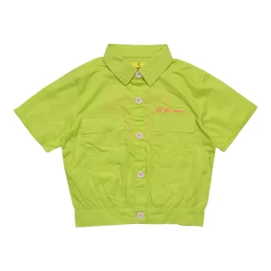 Gini And Jony Girls Lime Typographic Print Cotton Woven Top Cap Sleeves 9-10 Years