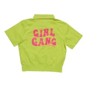 Gini And Jony Girls Lime Typographic Print Cotton Woven Top Cap Sleeves 9-10 Years