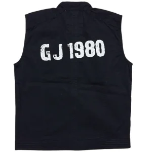 Gini And Jony Boys Black Typographic Print Cotton Woven Jacket Sleeveless