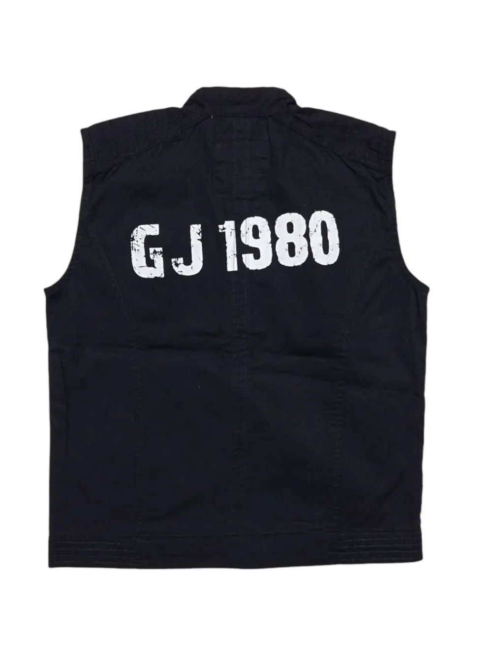 Gini And Jony Boys Black Typographic Print Cotton Woven Jacket Sleeveless