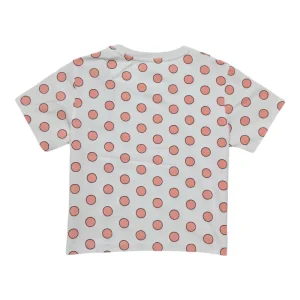 Gini And Jony Girls Peach Polka Dots Cotton Knits Top Half Sleeves 9-10 Years