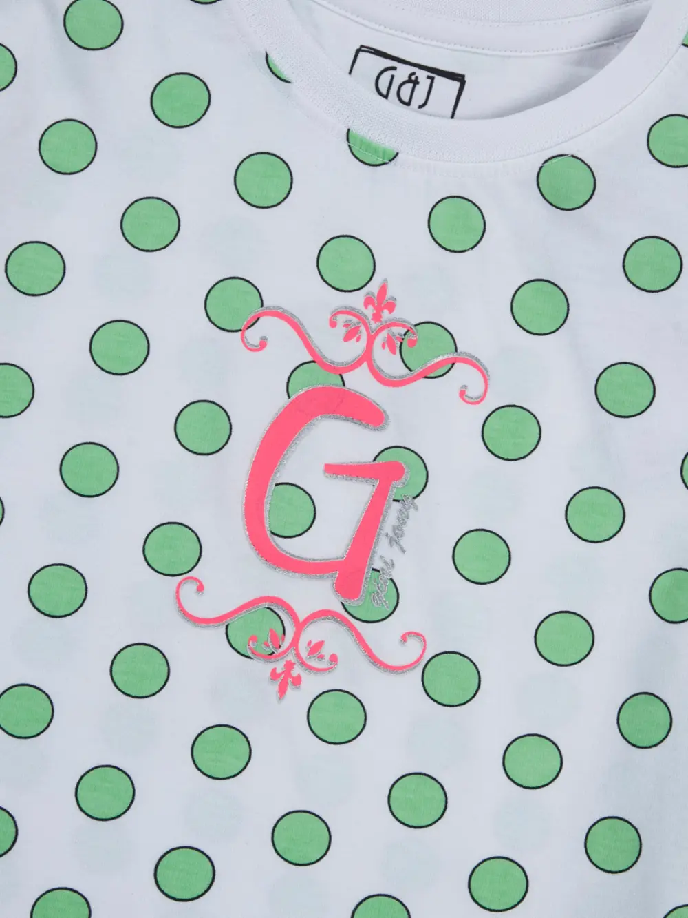 Gini And Jony Girls Green Polka Dots Cotton Knits Top Half Sleeves 9-10 Years