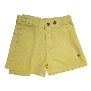Gini And Jony Girls Yellow Solid Linen Skorts Elasticated