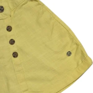 Gini And Jony Girls Yellow Solid Linen Skorts Elasticated