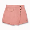Gini And Jony Girls Peach Solid Linen Skorts Elasticated