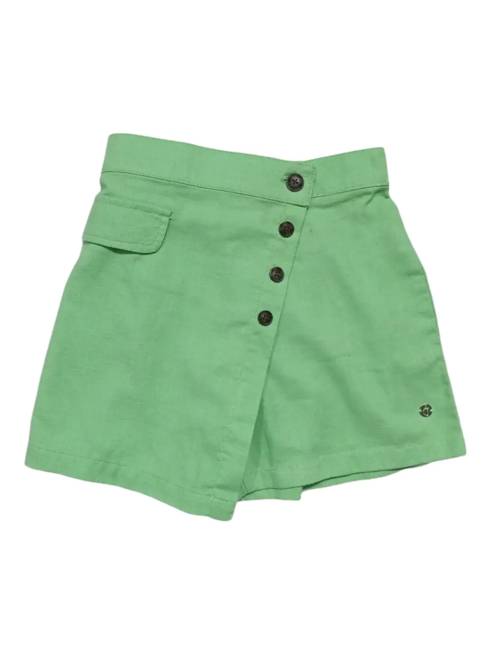 Gini And Jony Girls Green Solid Linen Skorts Elasticated