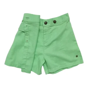 Gini And Jony Girls Green Solid Linen Skorts Elasticated