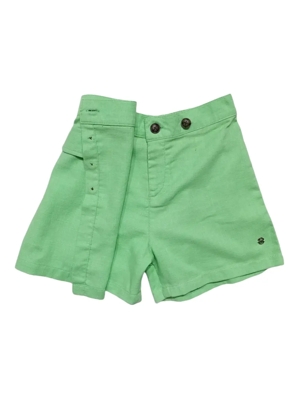 Gini And Jony Girls Green Solid Linen Skorts Elasticated