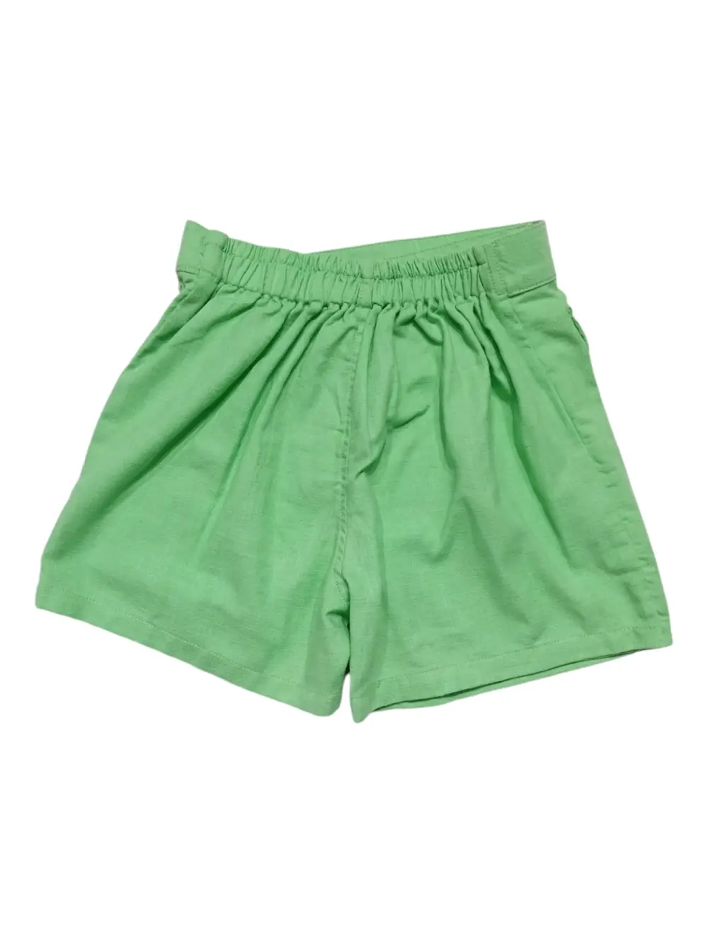 Gini And Jony Girls Green Solid Linen Skorts Elasticated