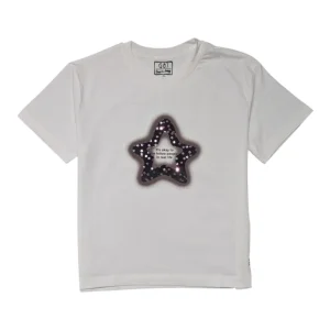 Gini And Jony Girls White Graphic Print Cotton Knits Top Half Sleeves 9-10 Years