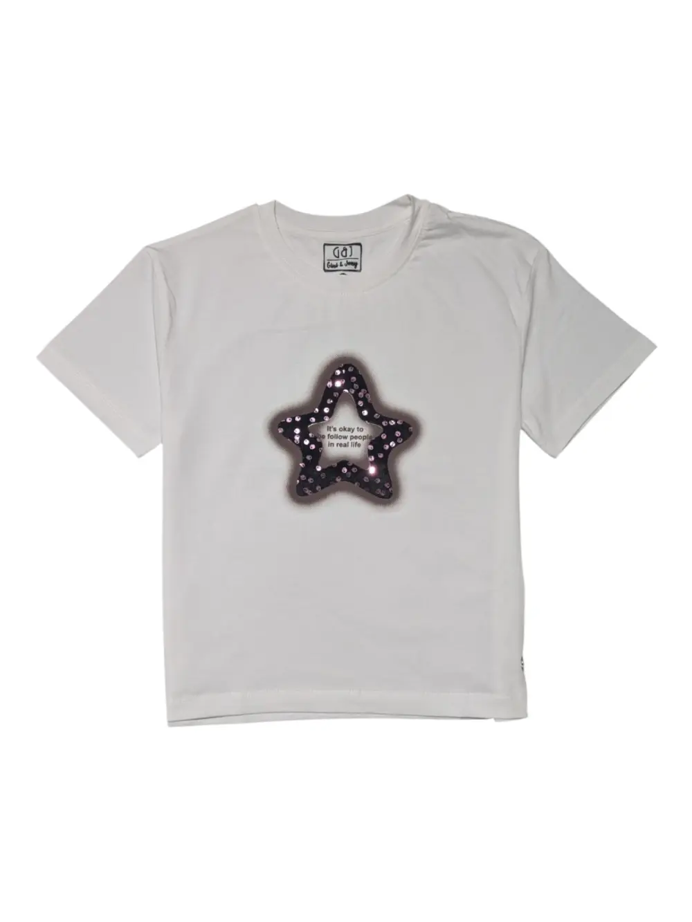 Gini And Jony Girls White Graphic Print Cotton Knits Top Half Sleeves 9-10 Years