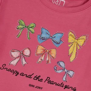 Gini And Jony Girls Pink Graphic Print Cotton Knits Top Half Sleeves 9-10 Years