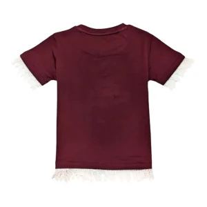 Gini And Jony Girls Maroon Graphic Print Cotton Knits Top Half Sleeves 9-10 Years