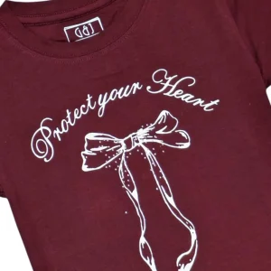 Gini And Jony Girls Maroon Graphic Print Cotton Knits Top Half Sleeves 9-10 Years
