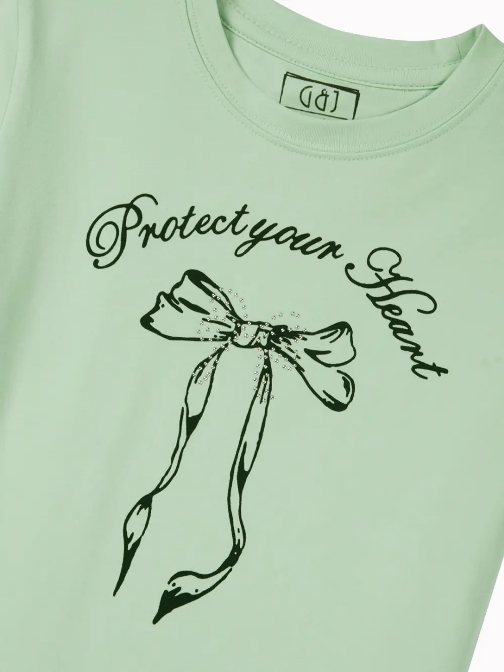 Gini And Jony Girls Light Green Graphic Print Cotton Knits Top Half Sleeves 13-14 Years