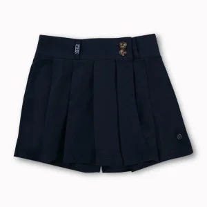 Gini And Jony Girls Navy Blue Solid Cotton Skort Elasticated
