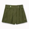 Gini And Jony Girls Olive Solid Cotton Skort Elasticated