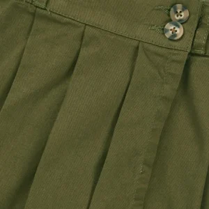 Gini And Jony Girls Olive Solid Cotton Skort Elasticated
