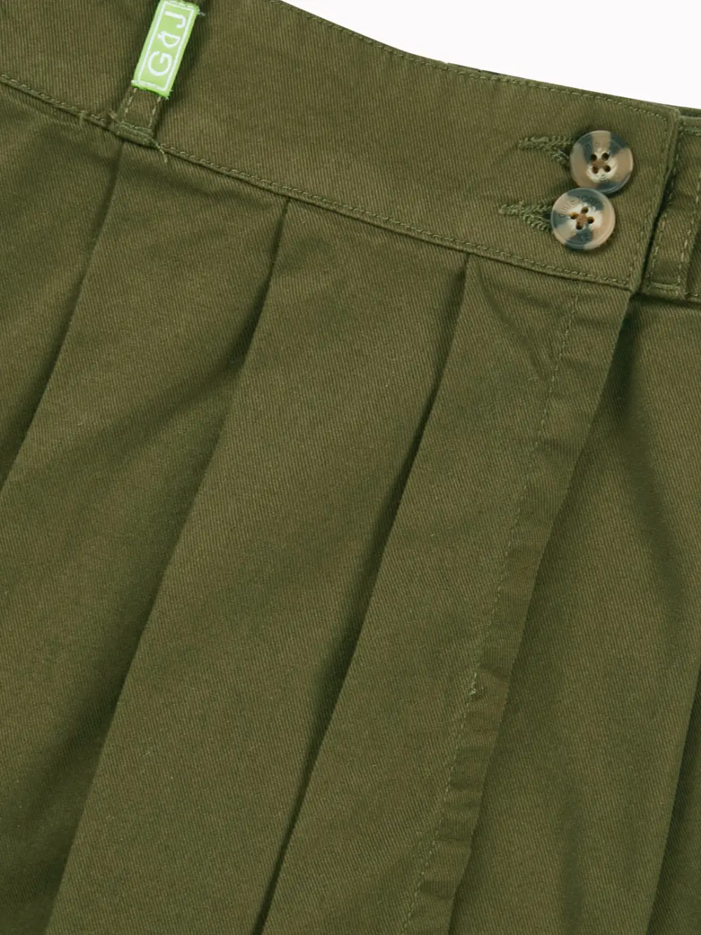 Gini And Jony Girls Olive Solid Cotton Skort Elasticated