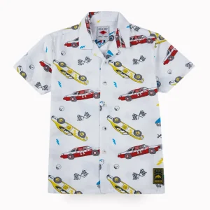 Gini And Jony Boys White Conversational Print Cotton Co-Ordinate Half Sleeves