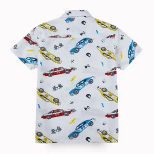 Gini And Jony Boys White Conversational Print Cotton Co-Ordinate Half Sleeves