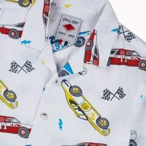 Gini And Jony Boys White Conversational Print Cotton Co-Ordinate Half Sleeves