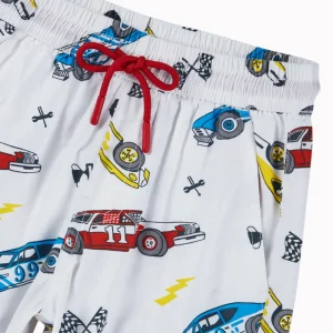Gini And Jony Boys White Conversational Print Cotton Co-Ordinate Half Sleeves