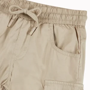 Gini And Jony Boys Beige Solid Cotton Shorts Elasticated