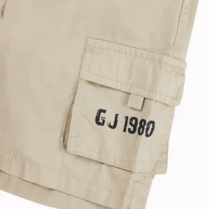 Gini And Jony Boys Beige Solid Cotton Shorts Elasticated