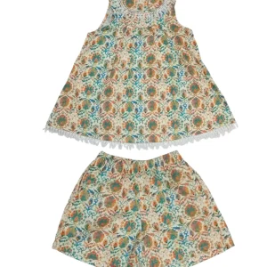 Gini And Jony Girls Multi Color Floral Print Cotton Co Ordinate 9-10 Years