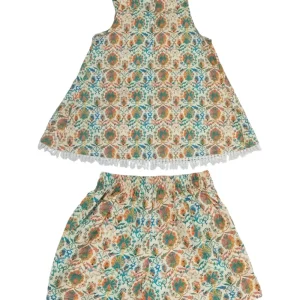 Gini And Jony Girls Multi Color Floral Print Cotton Co Ordinate 9-10 Years