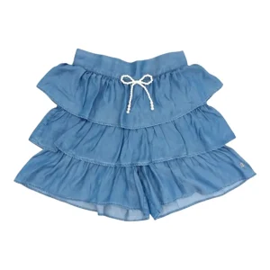 Gini And Jony Girls Blue Solid Denim Skorts Elasticated