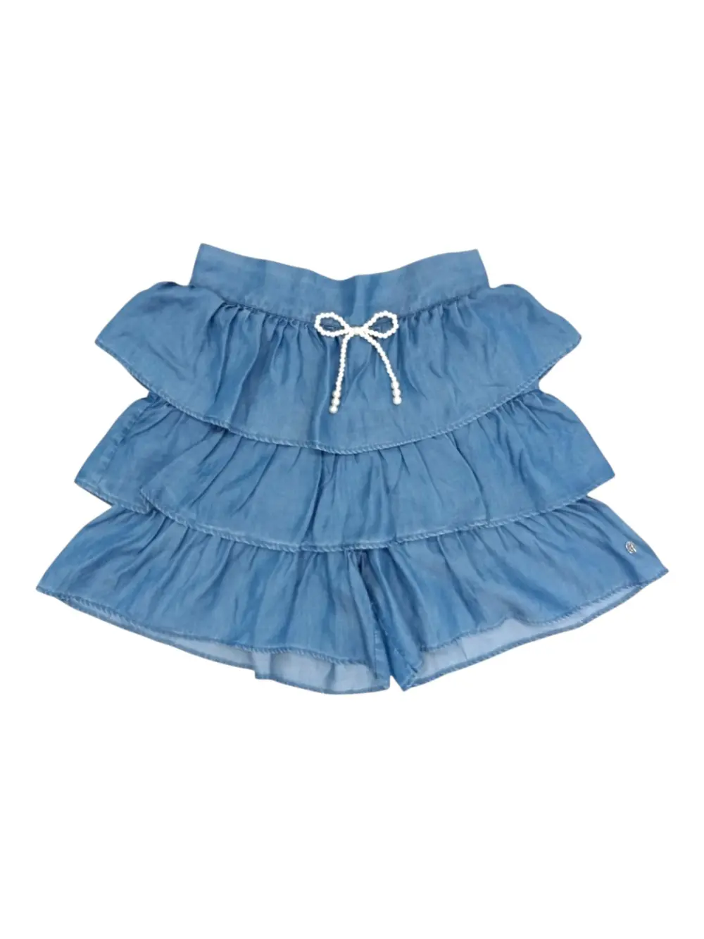 Gini And Jony Girls Blue Solid Denim Skorts Elasticated