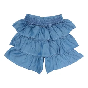 Gini And Jony Girls Blue Solid Denim Skorts Elasticated