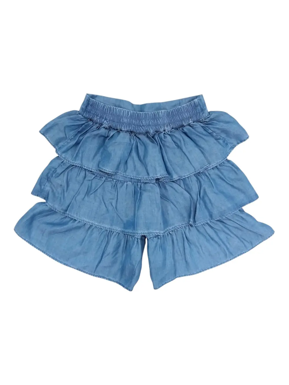 Gini And Jony Girls Blue Solid Denim Skorts Elasticated