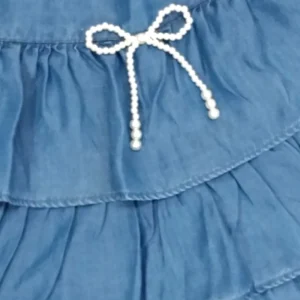 Gini And Jony Girls Blue Solid Denim Skorts Elasticated