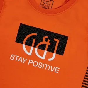 Gini And Jony Boys Orange Typographic Print Cotton Sando Sleeveless