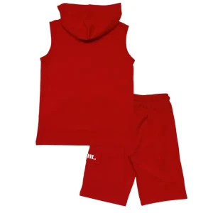 Gini And Jony Boys Red Typographic Print Cotton Co-Ordinate Sleeveless