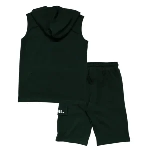 Gini And Jony Boys Dark Green Typographic Print Cotton Co-Ordinate Sleeveless