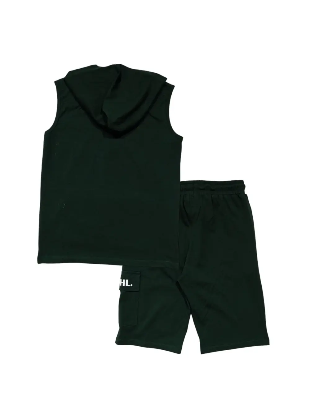 Gini And Jony Boys Dark Green Typographic Print Cotton Co-Ordinate Sleeveless