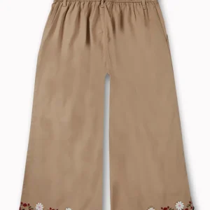 Gini And Jony Girls Khaki Applique Cotton Culottes Elasticated
